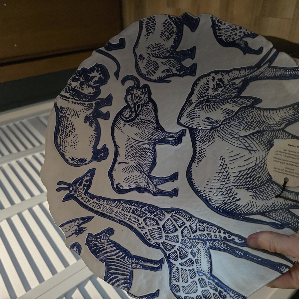 Blue and White Animal Print Plate